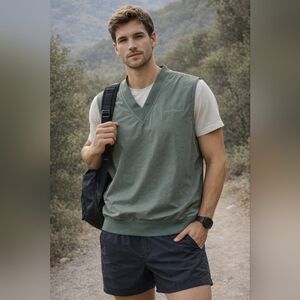 Outdoor Voices Men’s Sleeveless V-Neck Wind Vest | Recycled Nylon Small